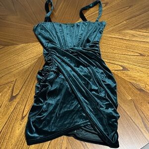 NWOT SHEIN Elegant Velvet Green Dress